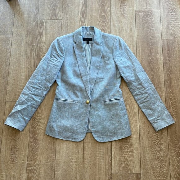 J. Crew Jackets & Blazers - J.Crew Linen Metallic Shimmer Blue Blazer 2